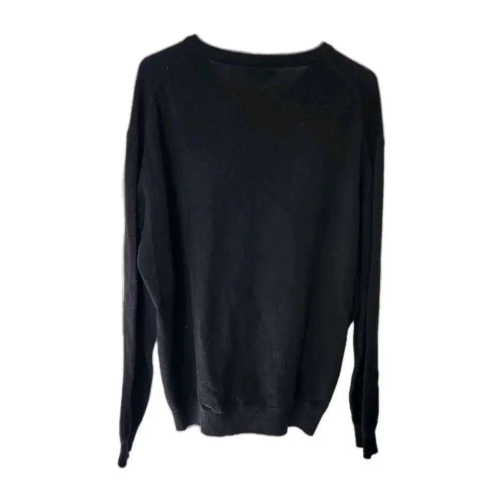 Luigi Baldo Black V-Neck Cashmere Sweater Men's Size XL Golf Made in Italy